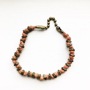Brass bead & orange string adjustable bracelet